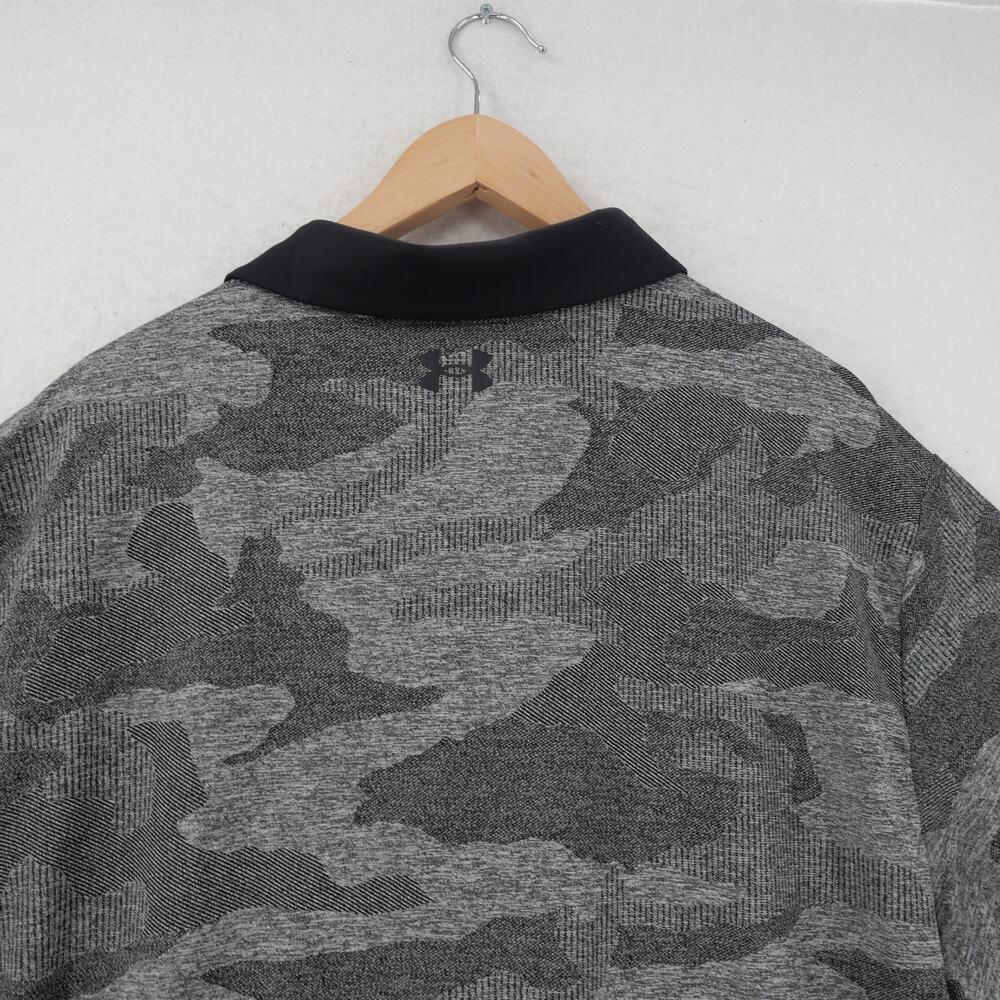 Under Armour Men's 2Xl UA Playoff Camo Jacquard Polo Shirt Black Gray - Picture 10 of 10